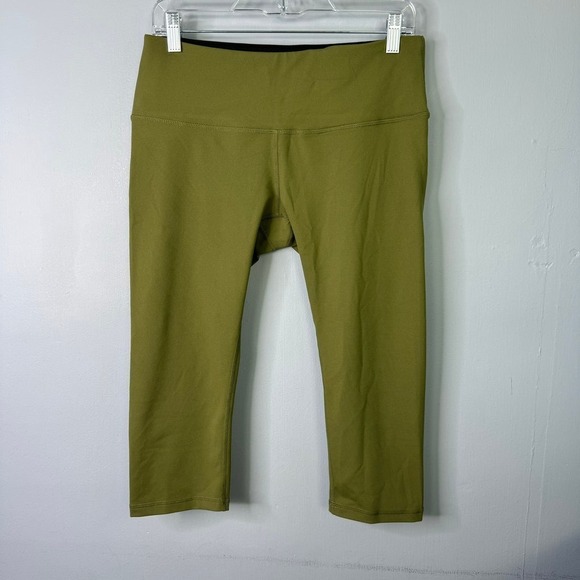 Ododos Cropped Olive Green Athletic Leggings Women's Size L Workout Yoga Gym - Picture 1 of 12